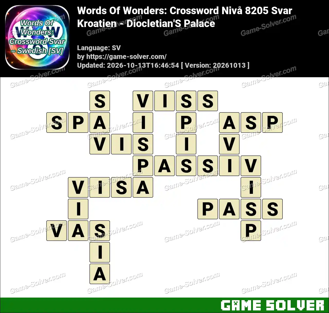 Words Of Wonders: Crossword Nivå 8205 Svar – Kroatien – Diocletian’S Palace